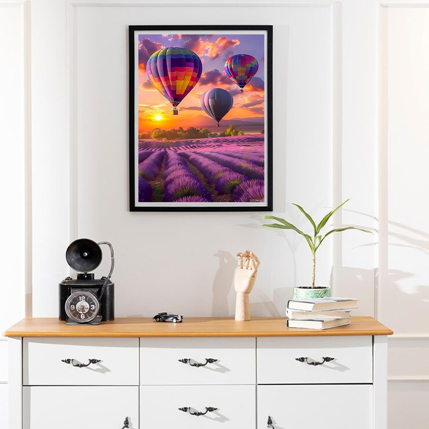 TUTUMAY21 5D Adult Diamond Painting Kit Colorful Hot Air Balloons Diamond Painting Full Round Gemstone Painting Suitable for Relieving Emotions Hot Air Balloon Art Crafts 12x16 inch