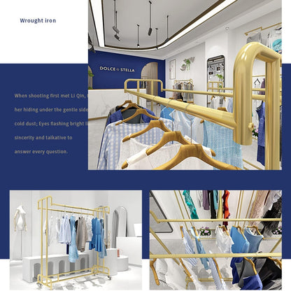 Heavy Duty Industrial Pipe Garment Rack with Wheels, Double Rail Metal Display Stand for Clothing, Retail Clothing Rack, Commercial Hanger(L120xW50xH140CM)