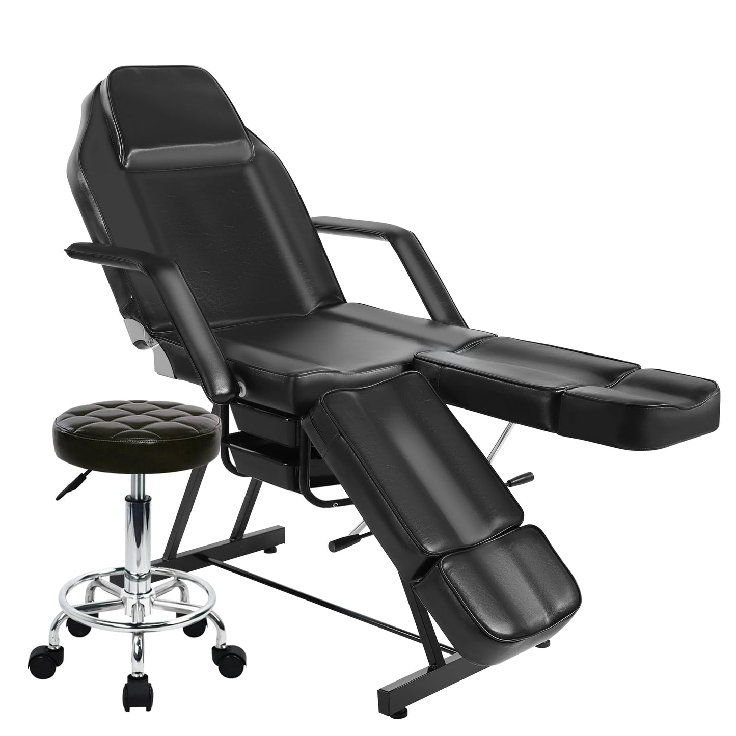 Tattoo Chair for Client, Facial Bed for Esthetician with Hydraulic Stool, Adjustable Massage Table with Split Legs Design, Professional Tilting Beauty Lash Spa Artist Salon Waxing Barber Equipment