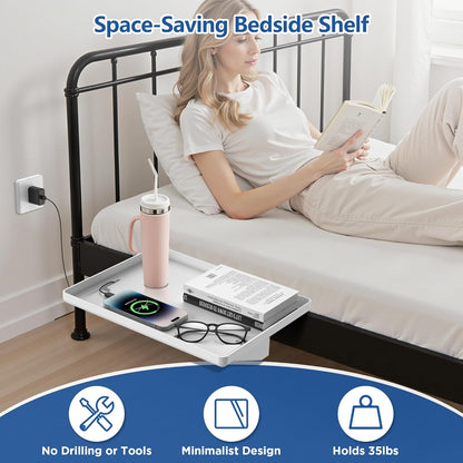 Bedside Shelf for Dorm Bunk Bed, Clip On Nightstand, Bed Side Table Tray Organizer, College Dorm Room Essentials