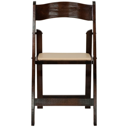 EMMA + OLIVER 4 Pack Fruitwood Wood Folding Chair with Detachable Vinyl Padded Seat