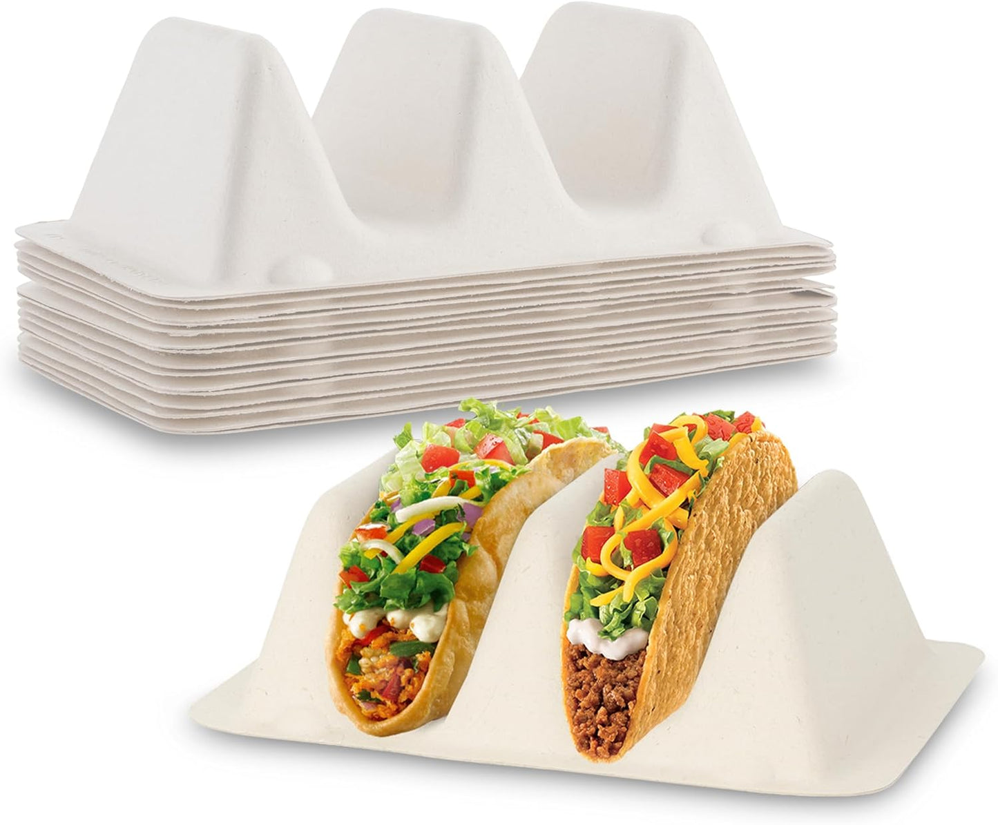 MT Products Taco Container 7" x 4.25" x 2" - 2 Compartments - Pack of 15