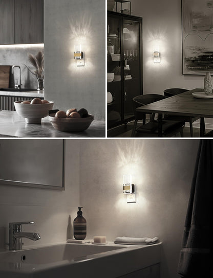 L LOHAS LED Night Lights Plug Into Wall, 2 Pack Plug in Night Light LED with Dusk to Dawn Sensor, 0-100LM Dimmable Nightlight, Wall Sconce-Style Design Nightlights for Bathroom, Hallway,Stairway,Gift