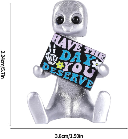 Xuanpax Adorable Tiny Desk Robot Have The Day You Deserve Resin Art Toy & Free hugs Desktop Ornament for Anxiety