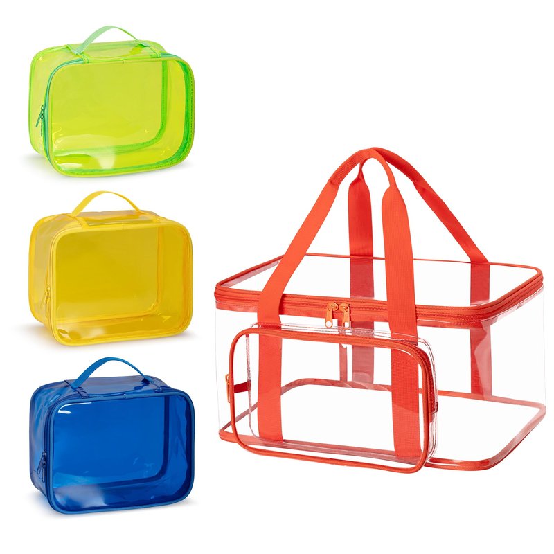 Rexmica 4 Packs Toy Storage Bag for Building Bricks, Waterproof Clear Toy Organizer Case for Magnetic Tiles, Board Games, Puzzles, Building Blocks Travel Carrying Bag