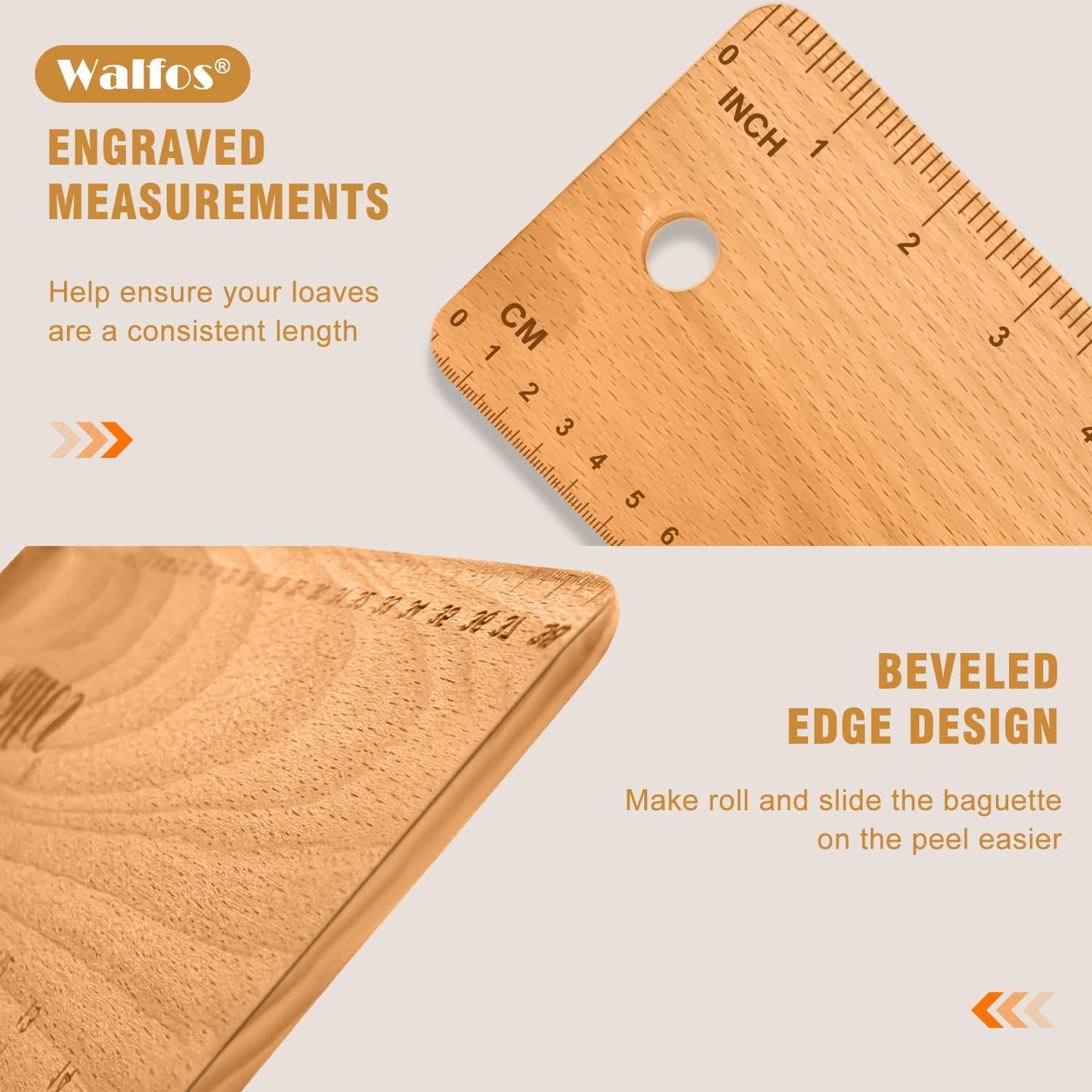Walfos 15 Inch Baguette Transfer Peel, Flipping Board for French Bread Baking