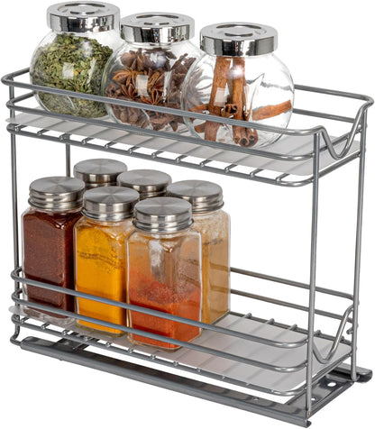2 Household Essentials Glidez Powder-Coated Steel Pull-Out/Slide-Out Storage Organizer with Plastic Liners for Spice