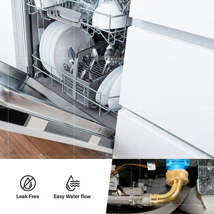CNCT28772-OM Connector - Dishwasher Supply Line with Swivel Elbow, Braided Stainless Steel, 72 Inch