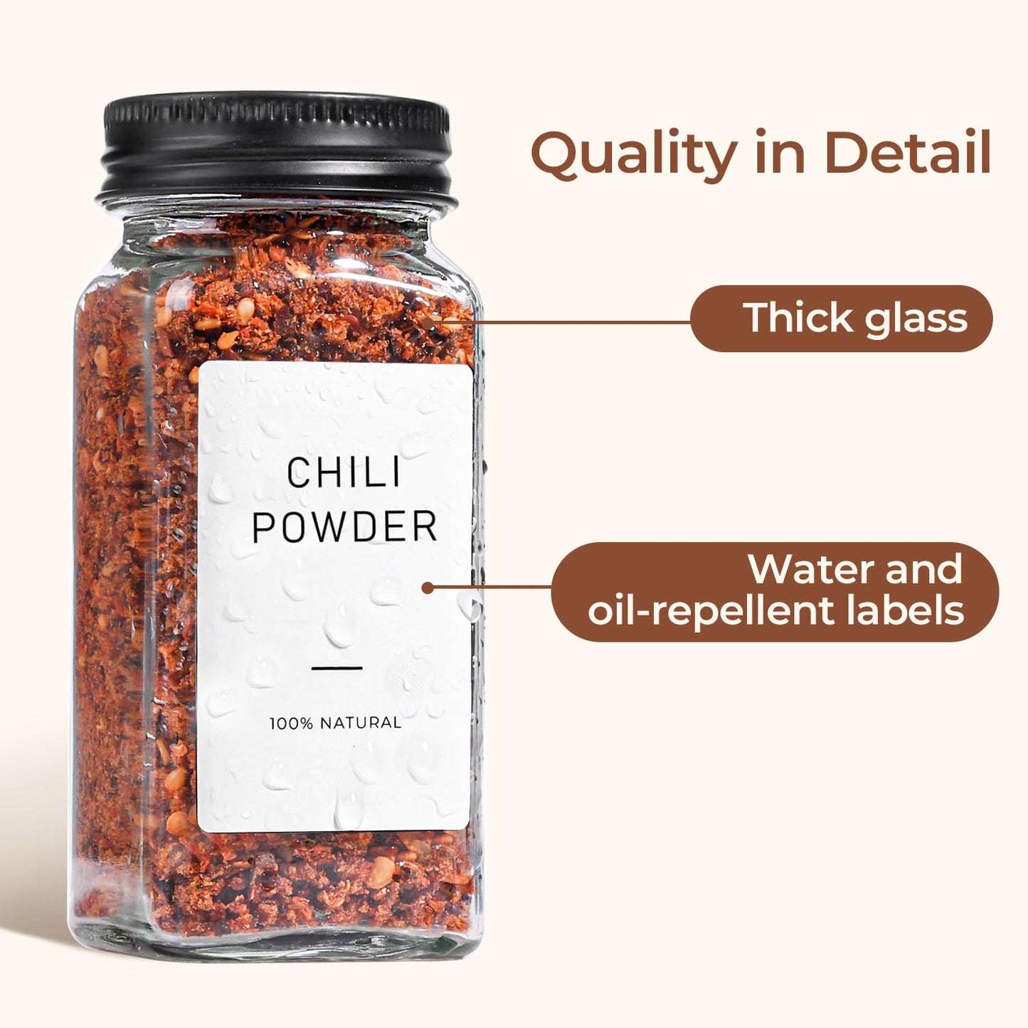 ComSaf 6Pcs 4oz Glass Spice Jars with Shaker Lids, 21 Labels, Spice Jars Trial Set & Supplement Set, Empty Spice Containers and Square Spice Bottles for Kitchen and Seasoning