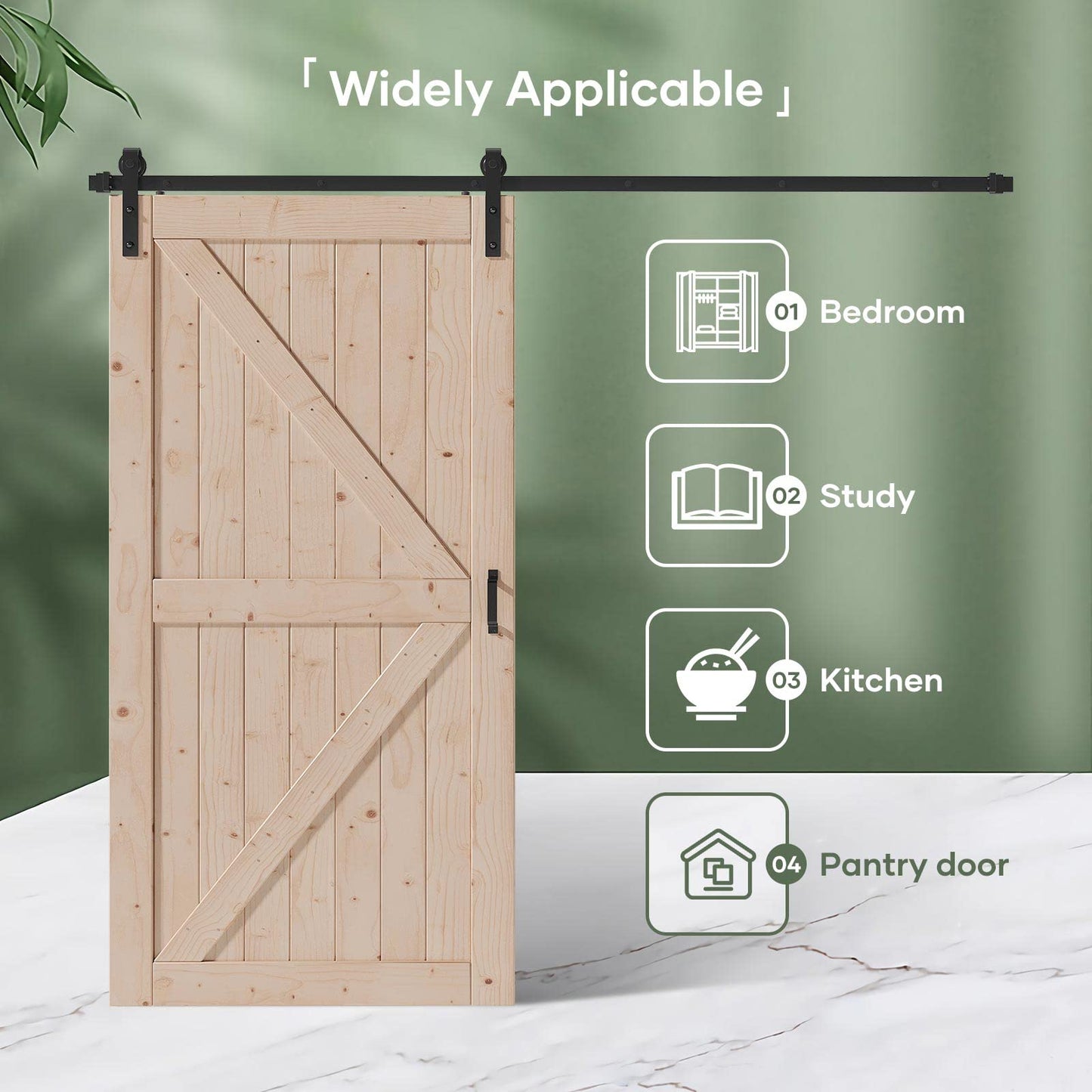 FREDBECK 38in x 84in Sliding Barn Door with 6.6FT Barn Door Hardware Kit Included Wood K Shape Solid Spruce Panel Need to Assembly