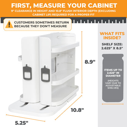 Cabinet Caddy SNAP! Spice Rack Organizer for Cabinet - Slide & Rotate Seasoning Organizer - 4 Snap-In Adjustable Shelves for 5 Tier of Storage - Magnetic Modular Design - 8.9”H x 6.1”W x 10.8”D