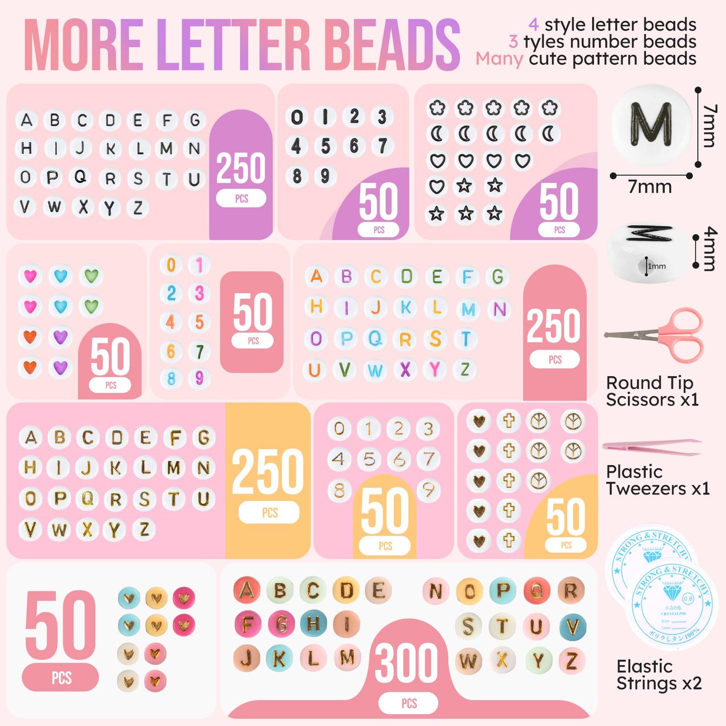 Pizooro Friendship Bracelet Kit, 28 Colors 5040 Pcs Clay Beads 1200 Pcs Letter Beads for Bracelets Making,4 Styles Round Alphabet,Number,Heart,Pattern Beads,Jewelry Craft Kits Gift