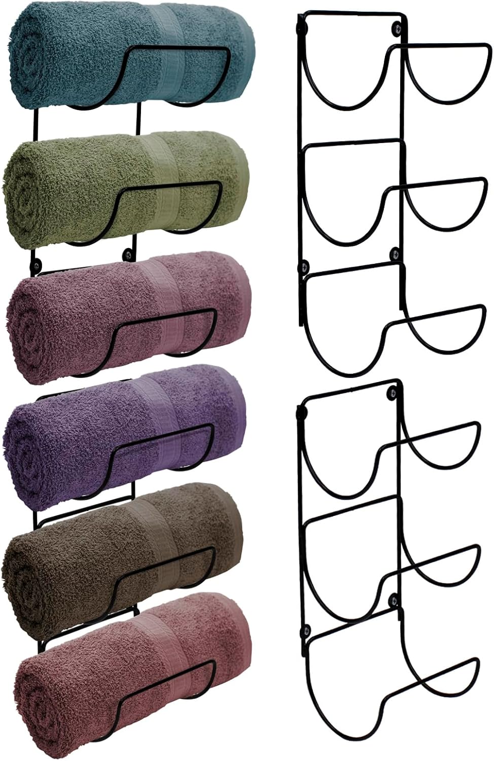 12 Sorbus Towel Holder for Bathroom Wall - Level Wall Mounted Towel Rack Shelves for Rolled Bath Towels, Washcloths