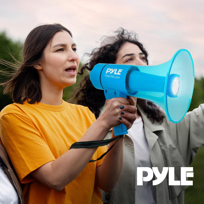 Pyle 40W Portable PA Megaphone with Alarm Siren, Adjustable Volume, Marine Grade Waterproof Construction, 1000-Yard Range, Lightweight Handheld, Requires 8 AA Batteries - Ideal for Indoor/Outdoor Use