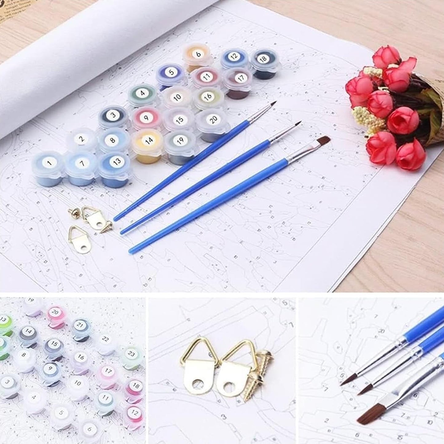 4 Pack Beach Framed Paint By Numbers Kit for Adults Beginner Sea Turtle Adult Paint By Number Kits on Canvas Painting By Numbers for Adults with Frame Diy Painting Kits for Home Wall Art 8x12 Inch