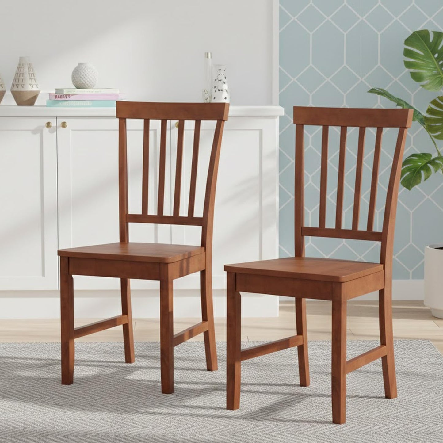 ERGOMASTER Dining Chairs Set of 4 Walnut Wood Chairs with Back for Restaurant Dining Room