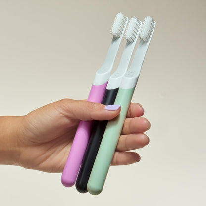 Quip Sonic Electric Toothbrush for Adults - Time Travel & Soft Bristles with Travel Case & Replacement Brush Head - 3 Month Battery Life, Plastic Handle - Magenta