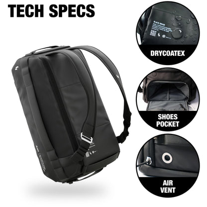 Blackbriar Range Duffel 40L Ash Black 2.0 Version, Convertible Backpack with Patented Magnetic Access, Modular S-Partition, Dual Shoe Garage | Waterproof Drycoatex™ for Tactical, Travel, Gym