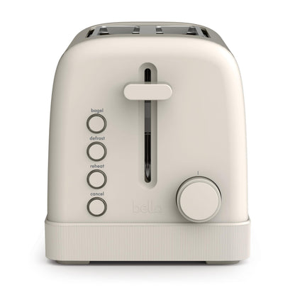 bella 2 Slice Toaster, 6 Setting Shade Control w Reheat, Cancel, Bagel & Defrost Buttons, Removable Crumb Tray, Anti Jam & Auto Shutoff, Auto Centering Guides & Cord Wrap, 900 Watt, Oatmilk