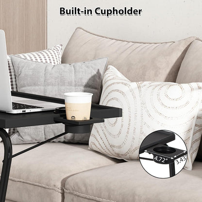 6 3 JAXPETY TV Tray, Folding TV Tray with Cup Holder, Adjustable TV Desk with Height Adjustments and Angle, Couch Table