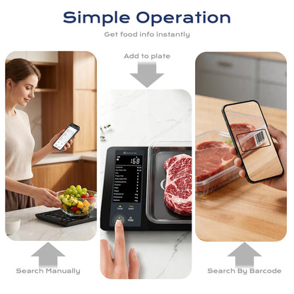 Smart Food Scale with Nutritional Calculator, Free APP with 30 Nutrients Tracking, Calorie, Macro, Works with App for Daily Reports, Digital Kitchen Scale for Meal Prep Weight Loss Coffee Making, 22lb