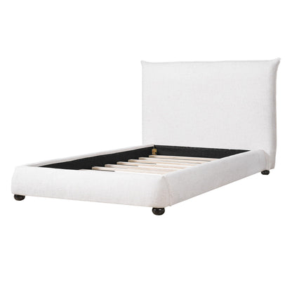 Merax Modern Upholstered Platform Bed with Linen Pillow-Back Headboard, Twin Size Wood Floor Bed Frame with High Wingback, No Box Spring Needed, Easy Assemble, Beige