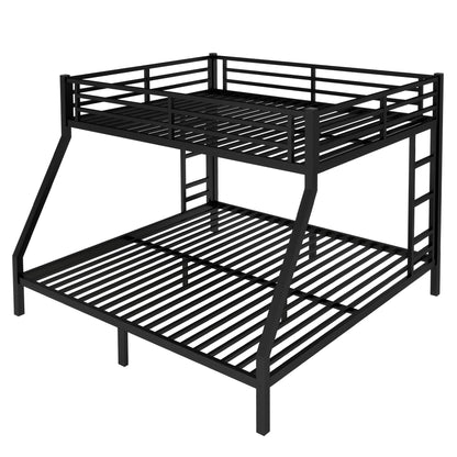 Bellemave Metal Queen Over King Bunk Bed for Adults/Kids,Heavy Duty Adults Bunk Beds with Guardrail & Ladders,Queen Over King Size Bunk Beds for Teens,Black