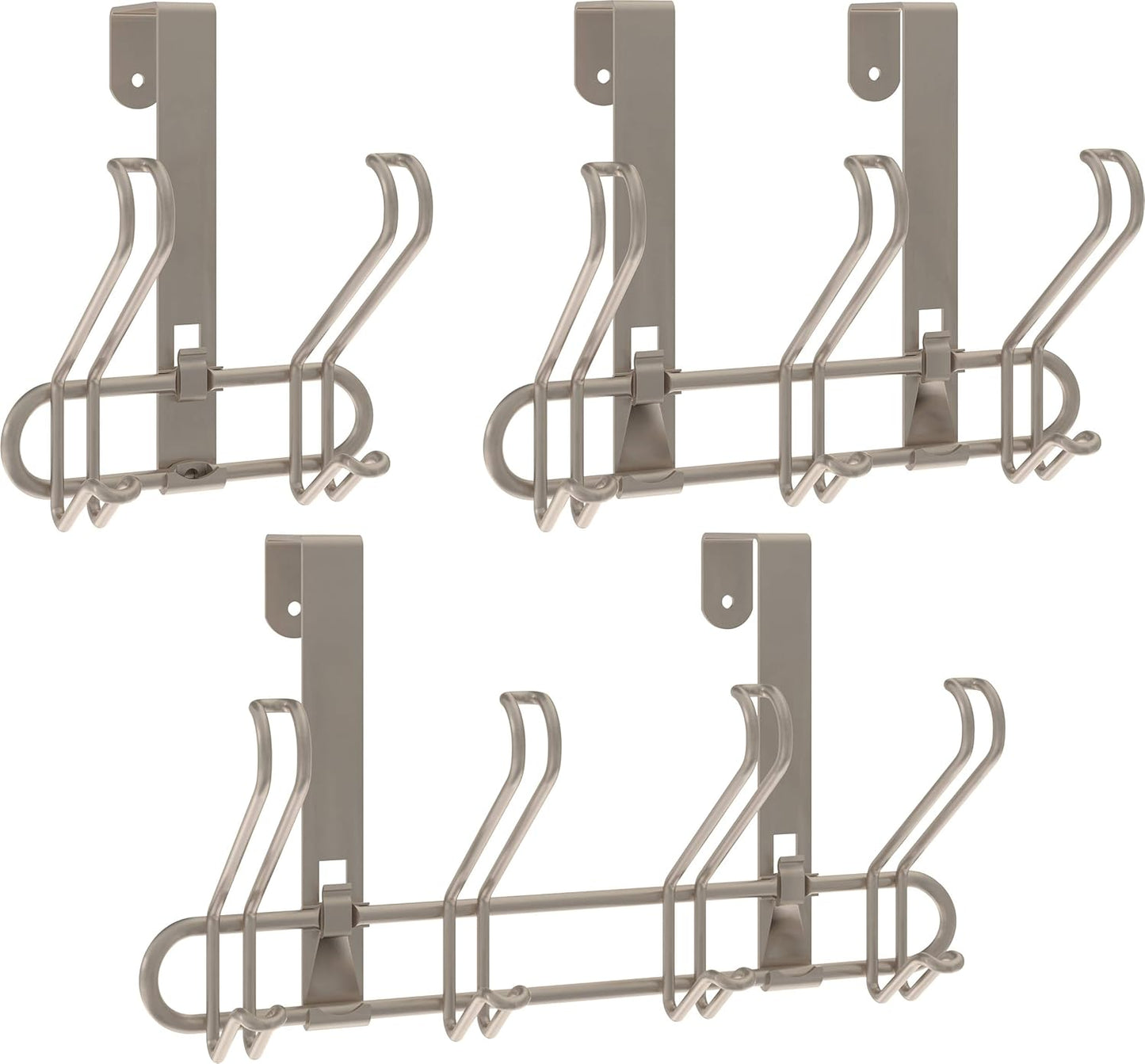 Franklin Brass OTDW04F-NIC-C 4-Hook Wire Over The Door Storage Rack, Nickel Finish