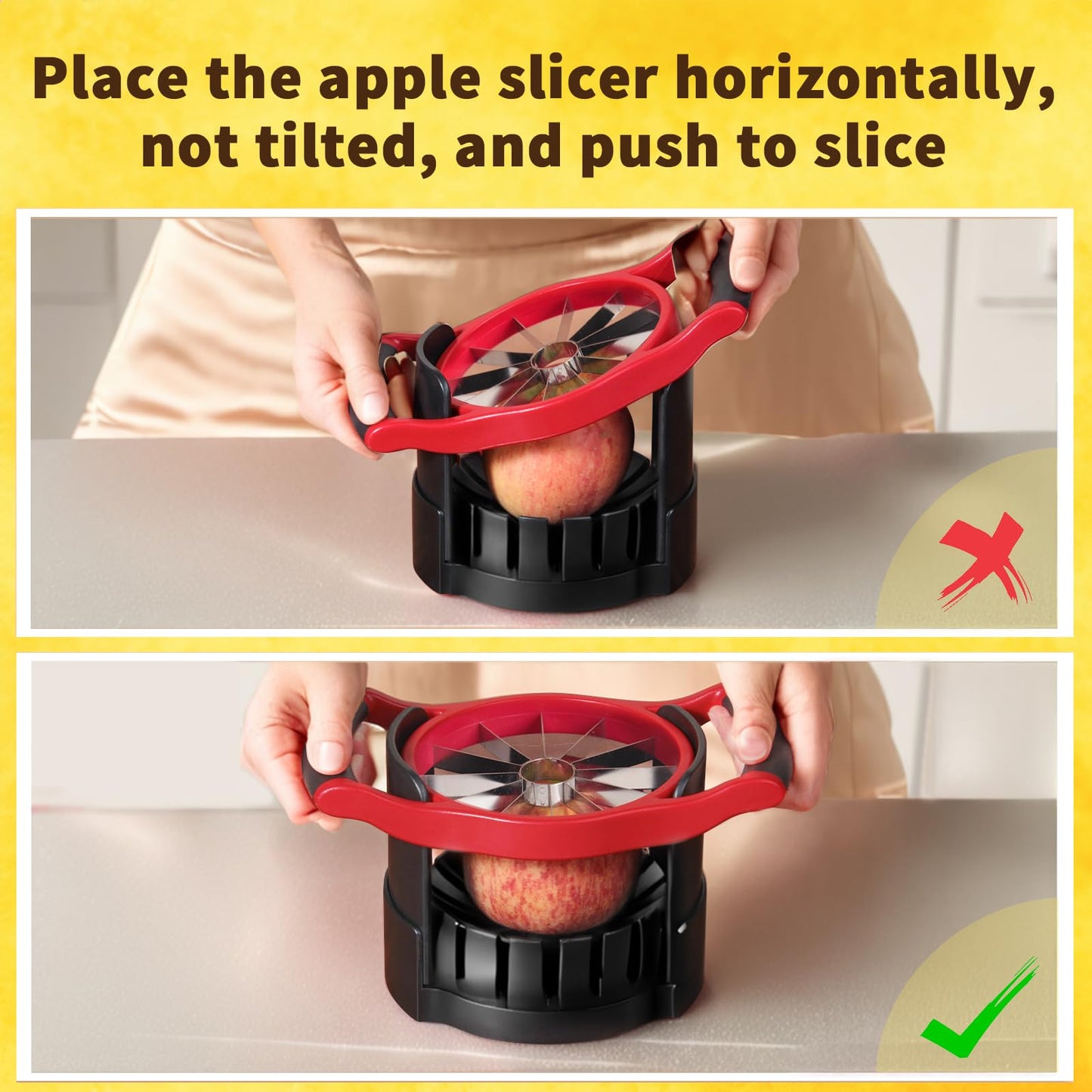 Newness 5.12 In Large Apple Slicer, Cut 12 Thin Slices All the Way Through, HEAVY - DUTY Stainless Steel Apple Corer & Slicer for Fruits & Vegetables - Dishwasher Safe