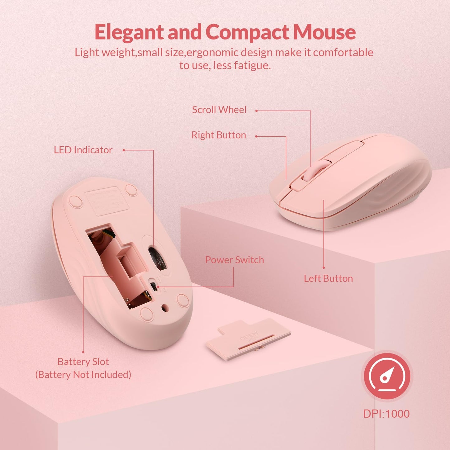 Wireless Keyboard and Mouse Combo - Rii Standard Office PC Keyboard and Optical Wireless Mice (Black)