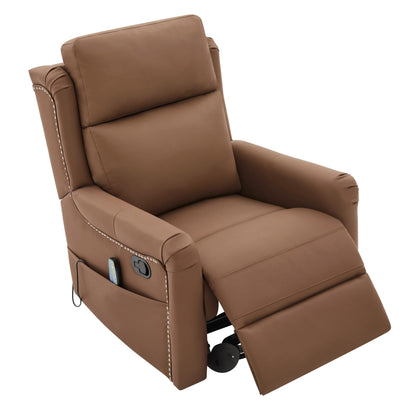 Christopher Knight Home Bailey American Massage Chair Recliner, Manual Swivel Rocker Recliner Chair with Massage and Heat, PU Leather Recliner Chair for Adults, Easy Move Design for Home Office, Brown