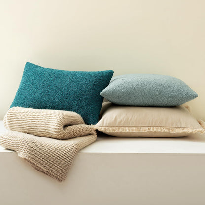 Pack 1 Decor,12x20 Inch MIULEE Textured Boucle Throw Pillow Cover Teal Accent Solid Lumbar Spring Pillow Case
