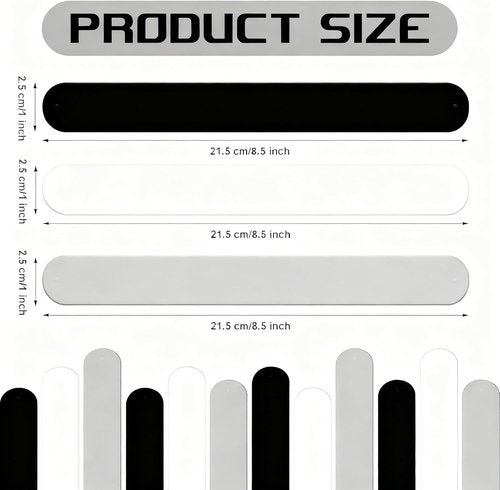 Charniol Wrapping Paper Roll Holder - 12-Piece Silicone Covered Metal Strips | 1 x 9 Inch Stabilizer (Black, White, Gray)