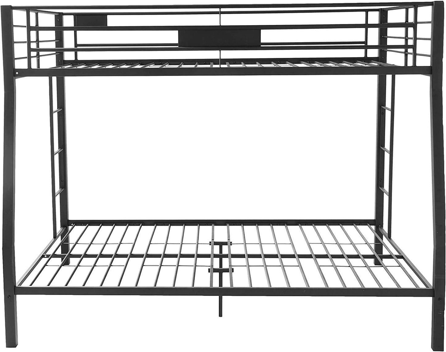DANGRUUT Upgraded Version Thicken Metal Bunk Beds, Best Industrial Bunk Bed, Heavy Duty Bed Frame with Side Ladder and Safety Rails for Kids Girls Boys, Teens and Adults (Twin XL Over Queen)