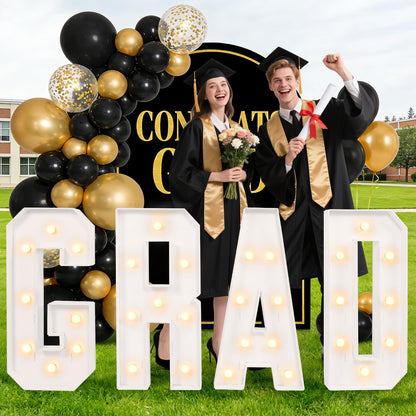 Graduation Decorations 2026, 3FT Tall Marquee Letters Grad LED Letter Sign Party Supplies, Large DIY Pre-Cut Foam Board Kit Decor for Kindergarten Preschool High School College Prom Graduation
