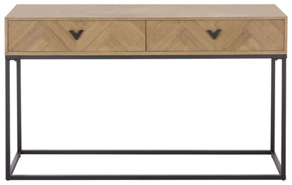 SAFAVIEH Couture Collection - Sherriandra Natural & Black Metal Console Table with 2 Drawers, Modern Accent (SFV3010A)