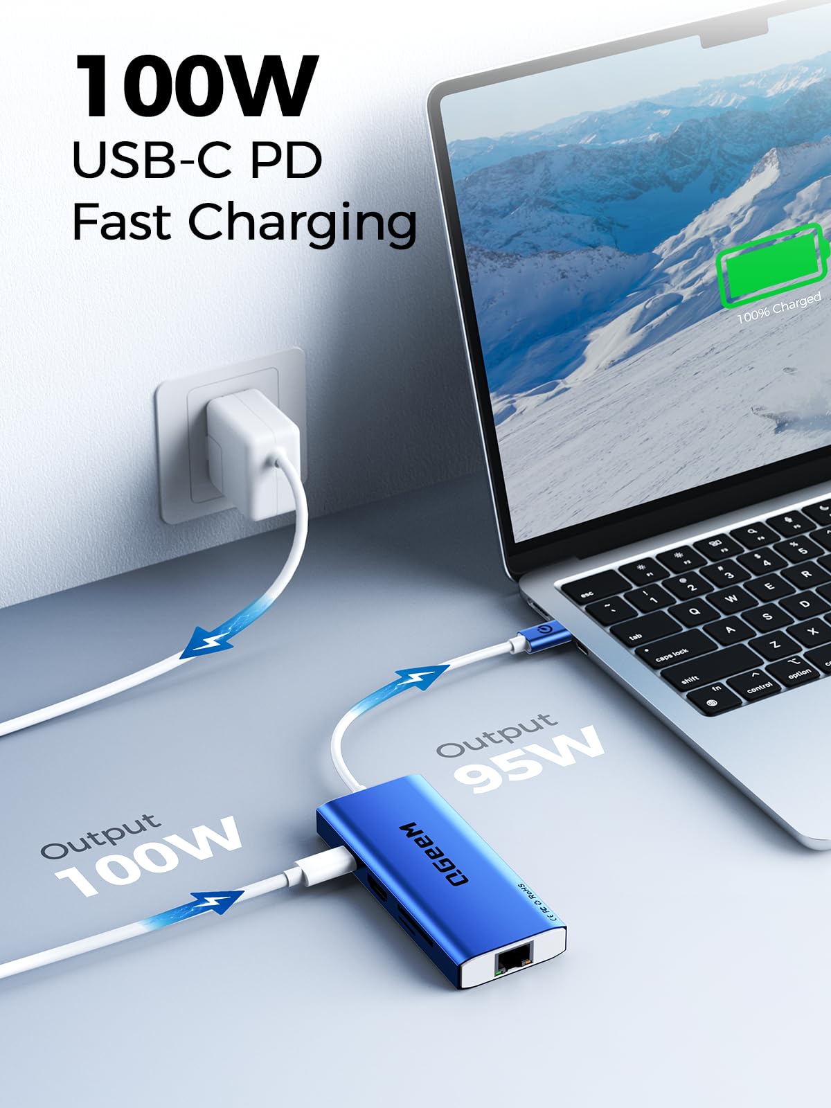 QGeeM USB C Hub Ethernet,9 in 1 USB Type C Hub HDMI Multi-Port Converter Adapter,100W Pd, USB 3.0,SD/TF Card Reader,Compatible for MacBook Pro Air Ipad HP Dell Lenovo Chromebook etc.