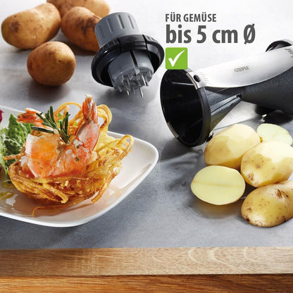 GEFU Spiralizer - Vegetable Spiral Slicer with Attachable Finger Guard - Spirelli 2.0