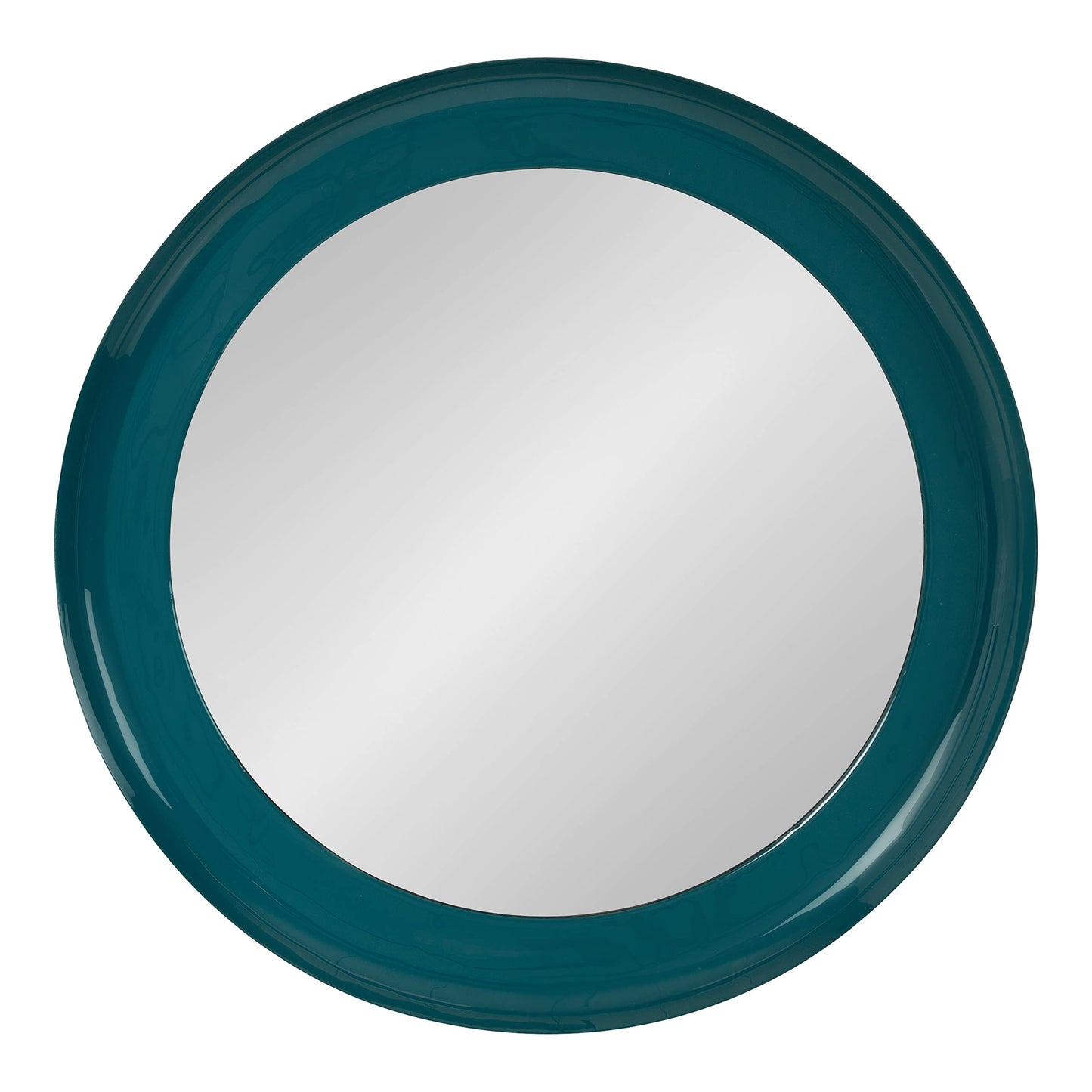 Kate and Laurel Laranya Modern Round Mirror, 22 Inch Diameter, Teal and Black, Decorative Circle Mirror with Metal Frame and Glossy Hand Applied Finish