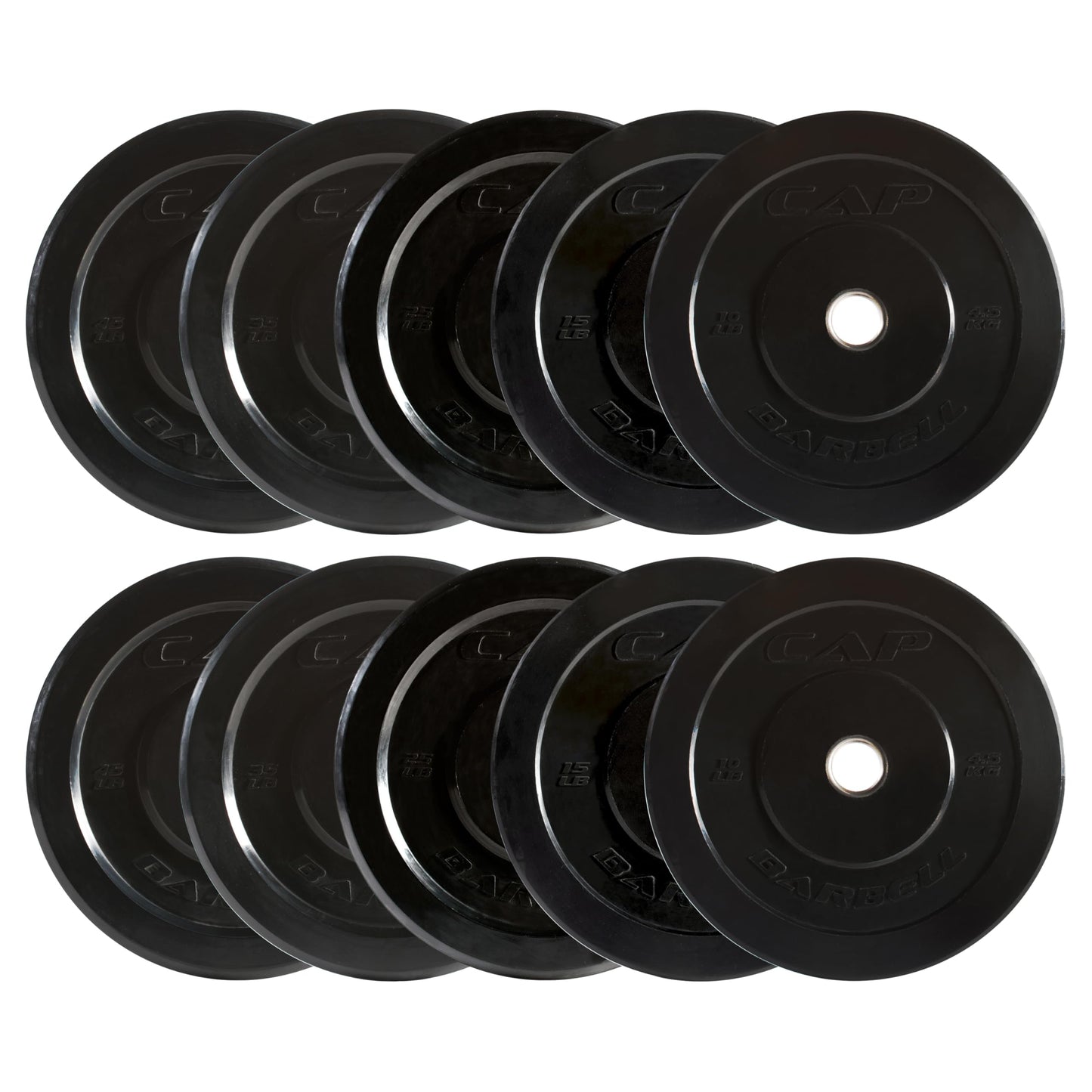 CAP Barbell 260 lb Elite Olympic Bumper Plate Set, Black