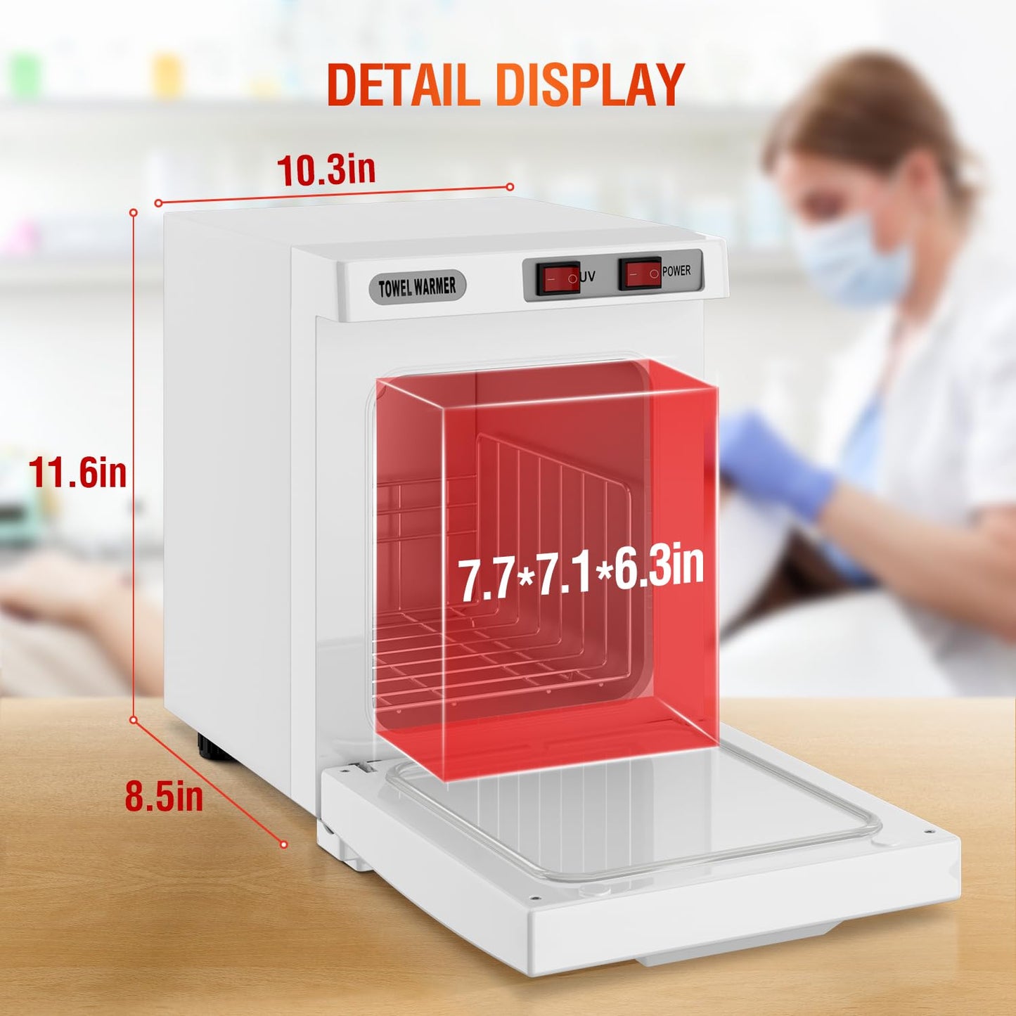 Towel Warmer Cabinet, 5L Hot Bath Towel Warmer Heating Use for Facial Spa, Hair Beauty, Salon Equipment and Home- Black