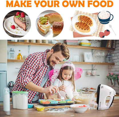 Showvigor Electric Hand mixer - 7 Adjustable Speed 180W Handheld Mixer Electric Whisk with 5 Stainless Steel Accessories, Turbo Boost/Self-Control Speed + Eject Button Food Beater for Cakes Eggs
