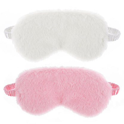2 Pack Plush Sleeping Eye Mask Soft Plush Eye Mask Fuffy Eye Cover Comfortable Sleep Mask Blindfold Rainbow Faux Fur Eye Shade for Women, Men and Kids Travel Nap Sleeping 565488_2_3pL1H9vJ3