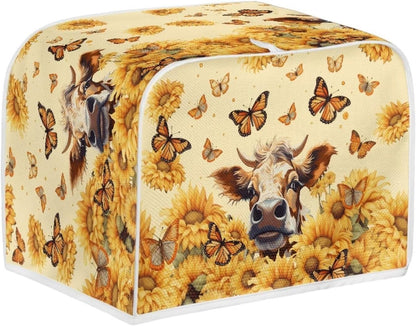 Sunflower Butterfly Printed Toaster Cover, Anti-Dust and Fingerprint, Decorative Kitchen Small Appliance Cover