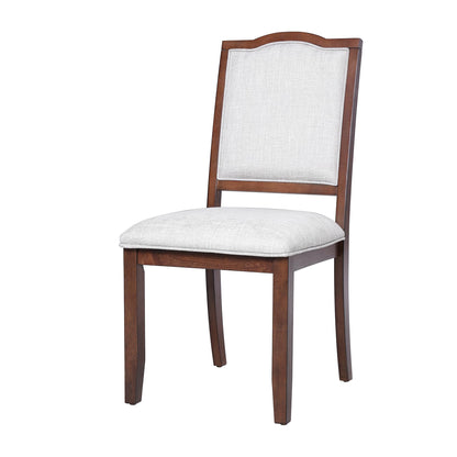 Ball & Cast Farmhouse Dining-Chairs Set of 4, High Back Wood Frame Dining Room Chair with Padded Seat, Modern Upholstered Kitchen Island Seating, 4 Pack Mid-Century Chairs, Cherry&Beige