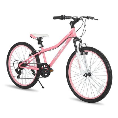 HH HILAND 24 Inch Mountain Bike for Kids Age 7-15 Year Old, Front Suspension Fork Kids' Bicycles for Boys Girls Pink