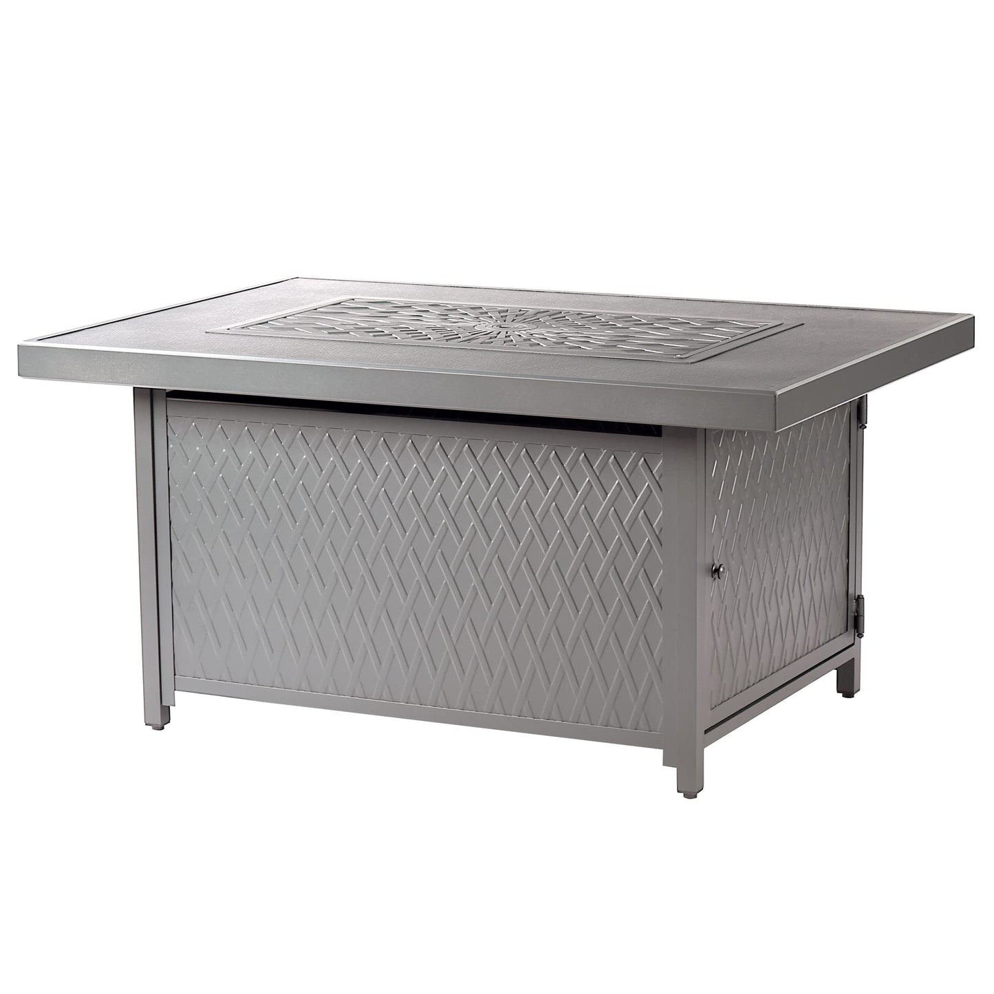 Oakland Living Rectangular 48 in. x 36 in. Aluminum Propane Fire Pit Table, Glass Beads, Two Covers, Lid, 57,000 BTUs in Grey Finish