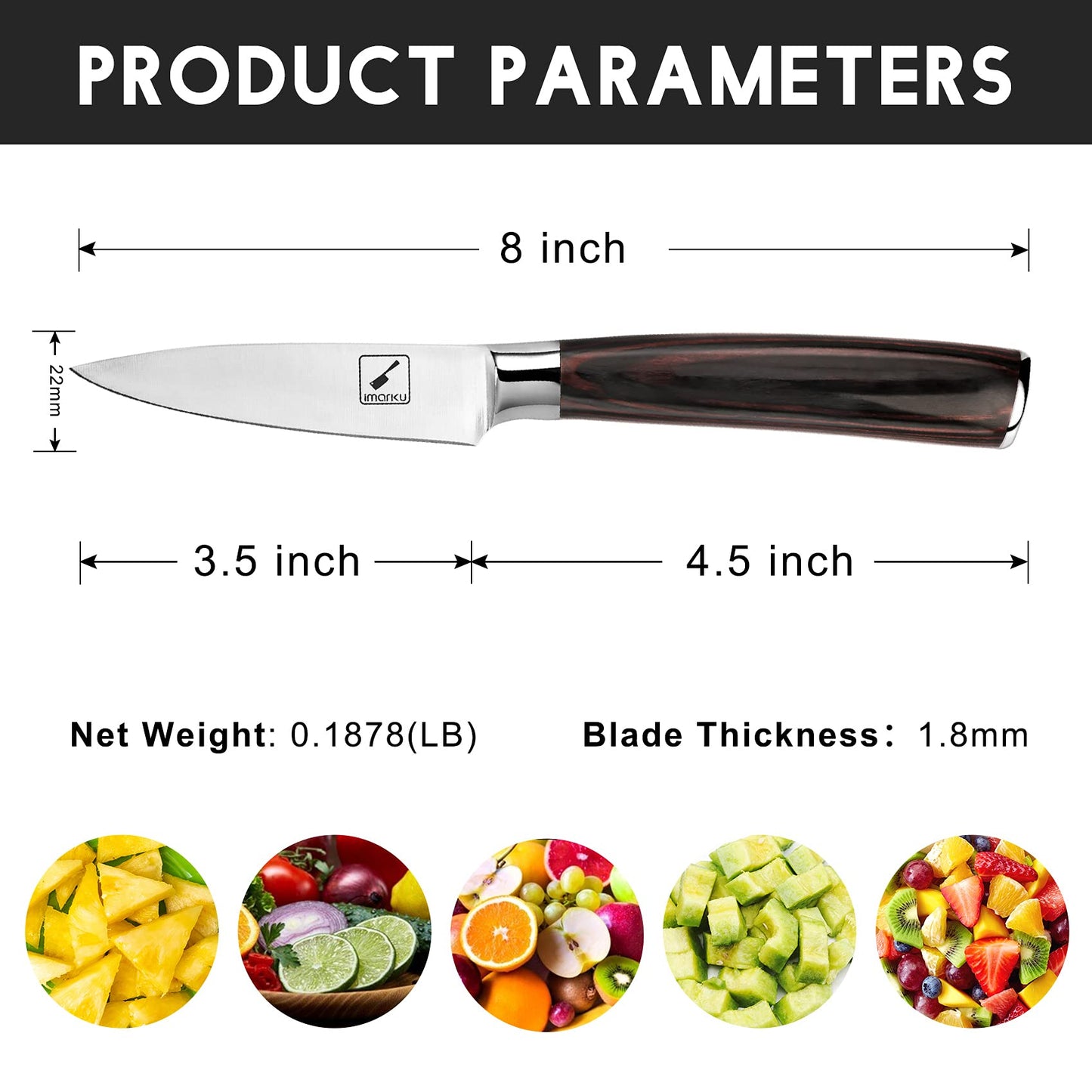 imarku Paring Knife - Paring Knives, 3.5 Inch Small Kitchen Knifes - Japanese High Carbon Stainless Steel Fruit Knife, Ergonomic Pakkawood Handle, Ultra Sharp Blade, Unique Gifts for Men and Women
