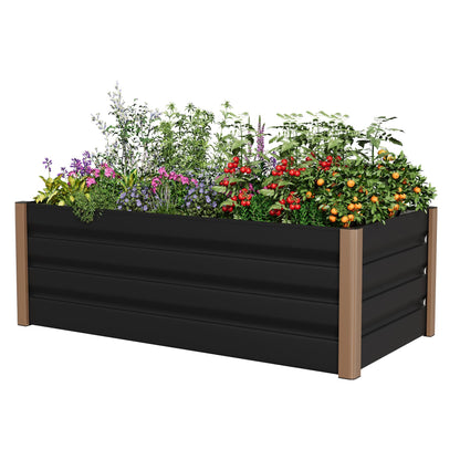 IDEALHOUSE 94 x 39 x 16 in Aluminum Raised Garden Bed, Open Bottom Planter Box Kit, Rounded Safety Corners, Protective Edge Trim, Gray