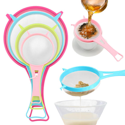 4Pcs/Set Fine Mesh Strainer Set, Kitchen Plastic Flour Colander Set, Solid-Liquid Separator Gadget with Non Slip Handles, for Yogurt Baking Kitchen Kefir Tea Juice Pasta(size:4pcs/set)